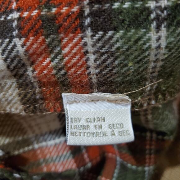 Vtg Easy Spirit Wool Blend Plaid Fringe Button Southwestern Shacket Womens Sz L - Picture 8 of 9